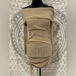 GOLD SHIMMER STRAPLESS DRESS